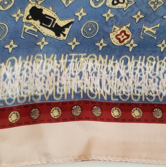 Louis Vuitton LV Blue Silk Monogram World Map Shawl Wrap Scarf Very Big - Picture 2 of 10